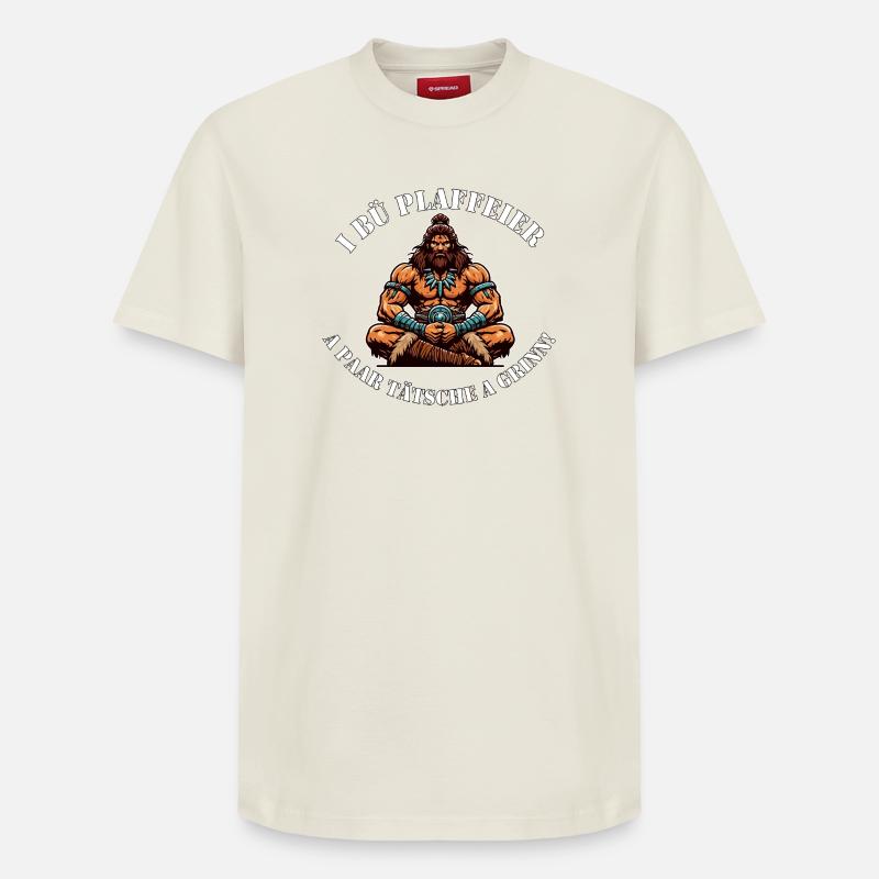 Urzeit Kraft Krieger "Plaffeier_Hoi" - Relaxed Unisex Supima Cotton T-Shirt – von SPREAD - Naturweiß