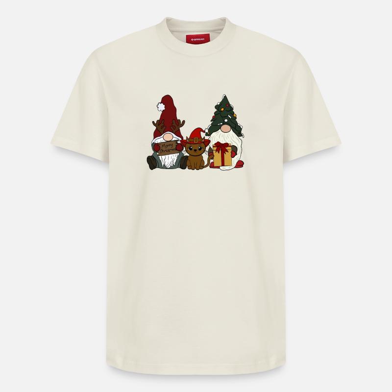 Gnome avec chat - T-shirt unisexe décontracté en coton Supima – de SPREAD - blanc cassé
