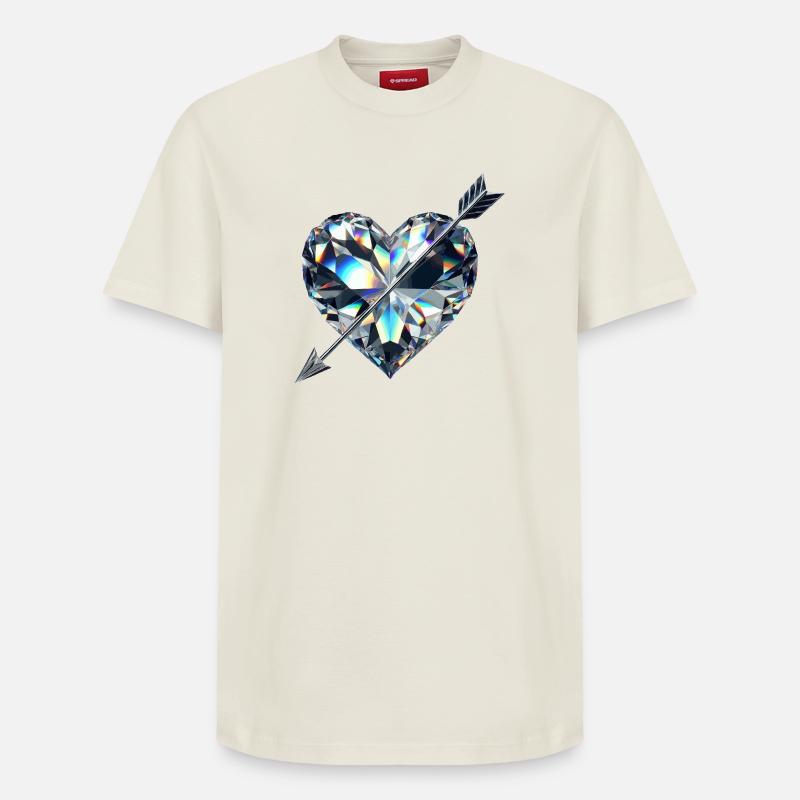 Coeur en diamant avec flèche - T-shirt unisexe décontracté en coton Supima – de SPREAD - blanc cassé