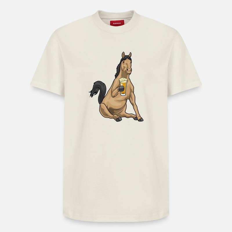 Bière de cheval - T-shirt unisexe décontracté en coton Supima – de SPREAD - blanc cassé