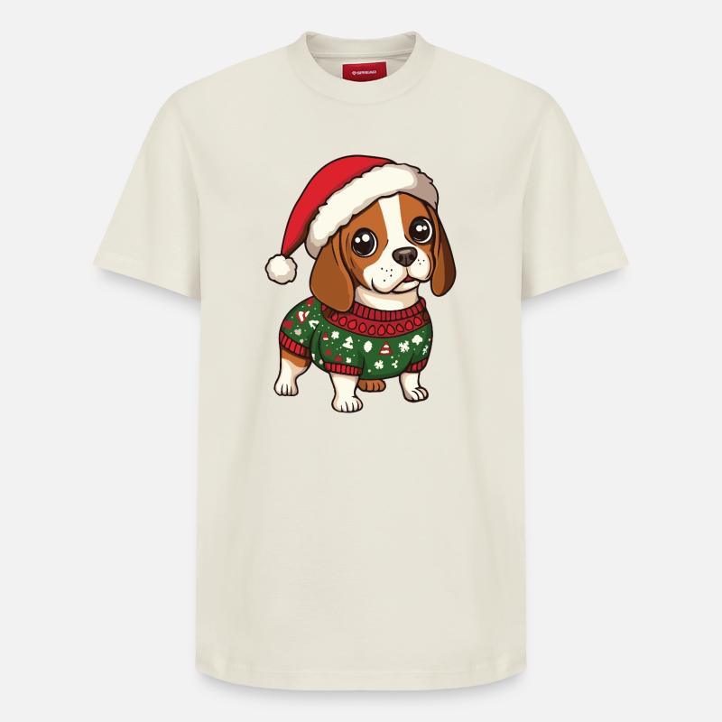 Beagle Chien Noël - T-shirt unisexe décontracté en coton Supima – de SPREAD - blanc cassé