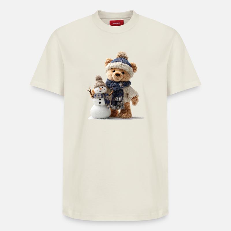 Teddybär baut einen Schneemann - Relaxed Unisex Supima Cotton T-Shirt – von SPREAD - Naturweiß
