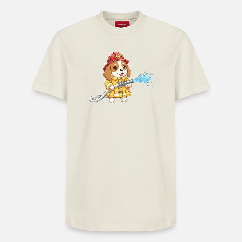 Chien pompier Beagle, pompiers volontaires - T-shirt unisexe décontracté en coton Supima – de SPREAD - blanc cassé