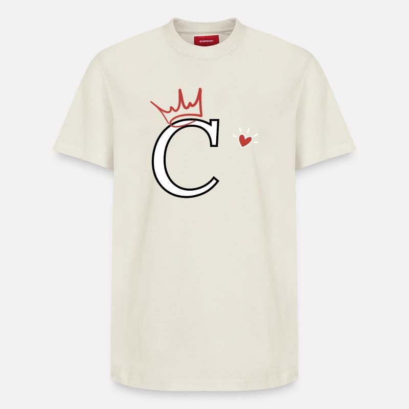 Buchstabe c Kronenherz - Relaxed Unisex Supima Cotton T-Shirt – von SPREAD - Naturweiß