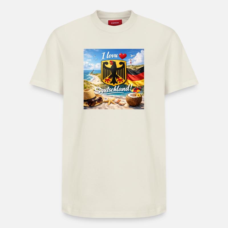 J’adore Germany Beach - T-shirt unisexe décontracté en coton Supima – de SPREAD - blanc cassé