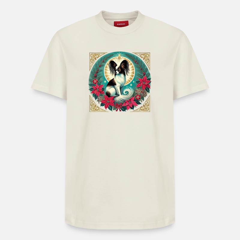 Papillon Halo Weihnachtskreis - Relaxed Unisex Supima Cotton T-Shirt – von SPREAD - Naturweiß