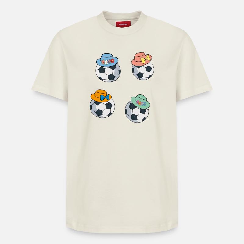 Fußbälle mit Hut - Relaxed Unisex Supima Cotton T-Shirt – von SPREAD - Naturweiß