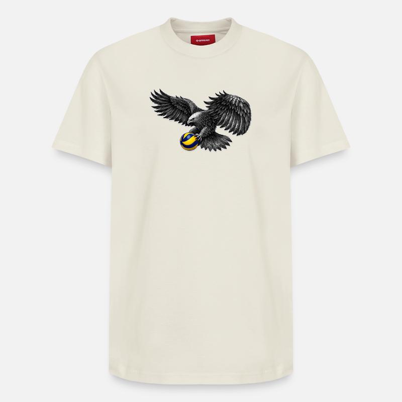 Aigle avec contour de volley-ball - T-shirt unisexe décontracté en coton Supima – de SPREAD - blanc cassé