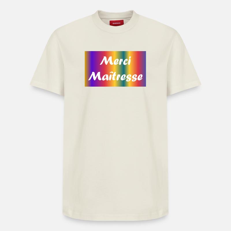 MAÎTRESSE. MERCI. MERCI MAÎTRESSE - T-shirt unisexe décontracté en coton Supima – de SPREAD - blanc cassé
