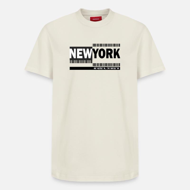 NEW YORK - Code-barres - T-shirt unisexe décontracté en coton Supima – de SPREAD - blanc cassé