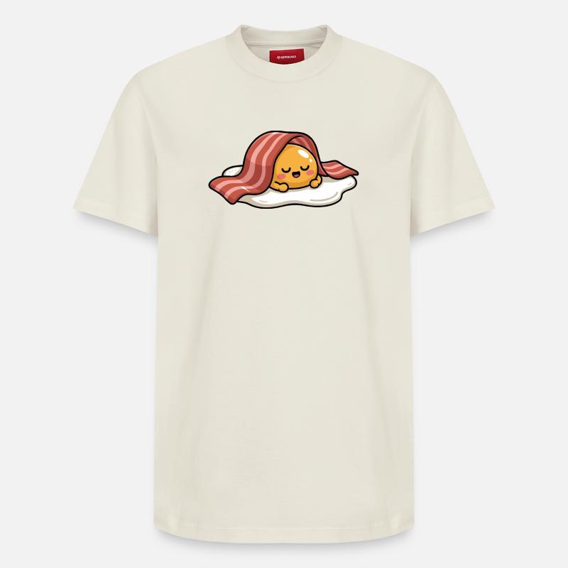 Sleeping Egg with Bacon Cartoon - Relaxed Unisex Supima Cotton T-Shirt – von SPREAD - Naturweiß