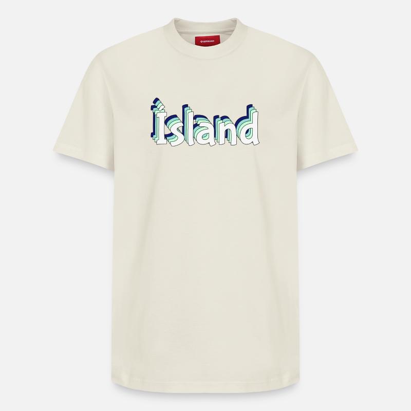 Islande – Lettrage tropical 3D - T-shirt unisexe décontracté en coton Supima – de SPREAD - blanc cassé