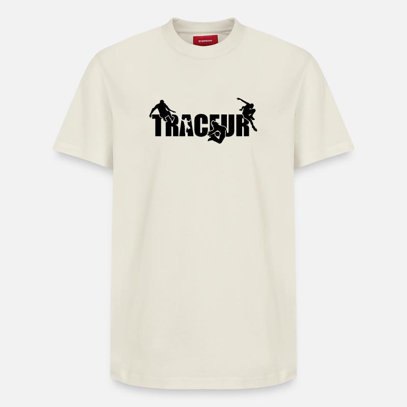 Parkour Traceur noir - T-shirt unisexe décontracté en coton Supima – de SPREAD - blanc cassé