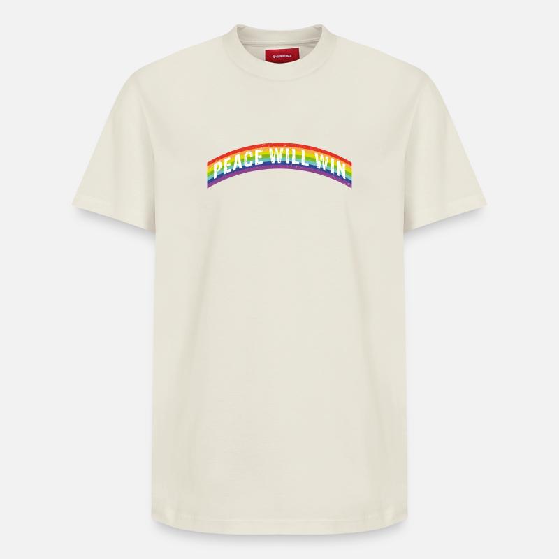 Arc-en-ciel Arc-en-ciel La paix gagnera - T-shirt unisexe décontracté en coton Supima – de SPREAD - blanc cassé