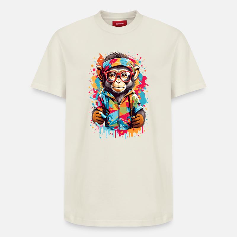 Singe cool - T-shirt unisexe décontracté en coton Supima – de SPREAD - blanc cassé