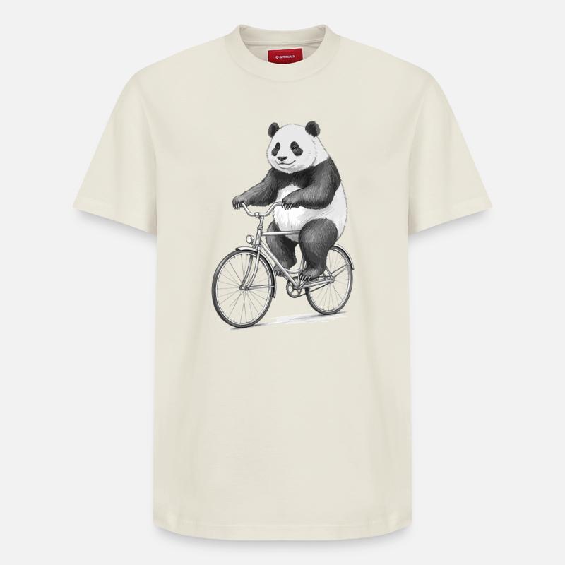 Panda à vélo - T-shirt unisexe décontracté en coton Supima – de SPREAD - blanc cassé