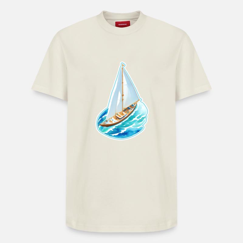 Voilier - T-shirt unisexe décontracté en coton Supima – de SPREAD - blanc cassé