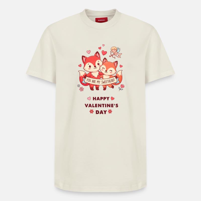 Renards complices de Saint-Valentin - T-shirt unisexe décontracté en coton Supima – de SPREAD - blanc cassé