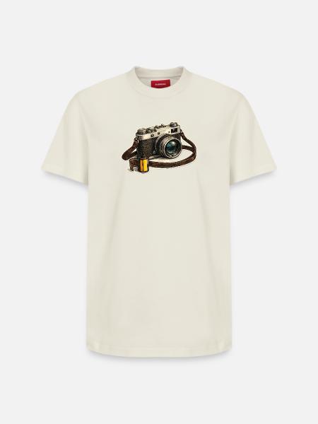 Vintage camera with film roll - Relaxed Unisex Supima Cotton T-Shirt – by SPREAD - off white