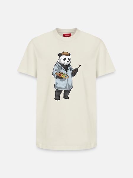 Panda Painter Brush Painting - Relaxed Unisex Supima Cotton T-Shirt – by SPREAD - off white