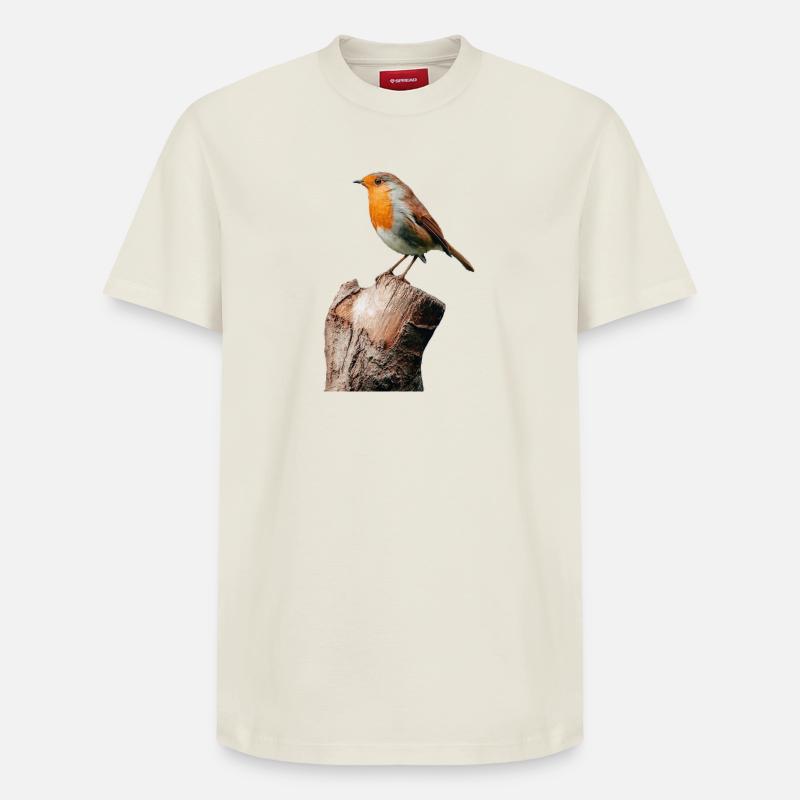 Rotkehlchen - Relaxed Unisex Supima Cotton T-Shirt – von SPREAD - Naturweiß