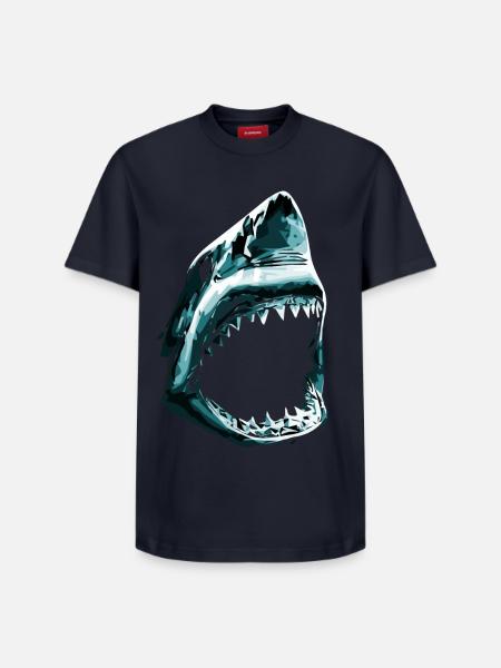 Requin à gueule ouverte - T-shirt unisexe décontracté en coton Supima – de SPREAD - bleu marine