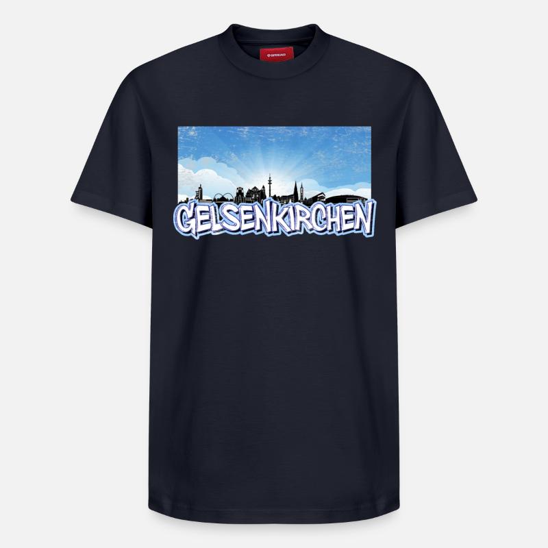 Gelsenkirchen Skyline - Relaxed Unisex Supima Cotton T-Shirt – von SPREAD - Navy