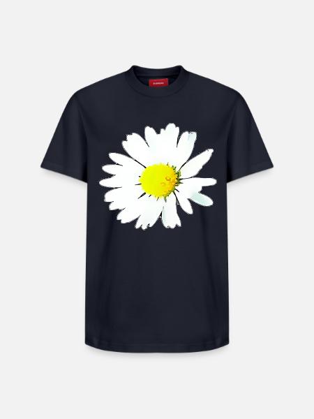 Flower - Daisy - Relaxed Unisex Supima Cotton T-Shirt – by SPREAD - navy