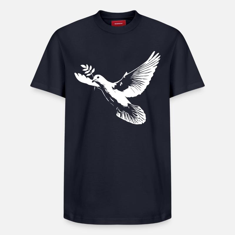 Weiße Friedenstaube - Relaxed Unisex Supima Cotton T-Shirt – von SPREAD - Navy