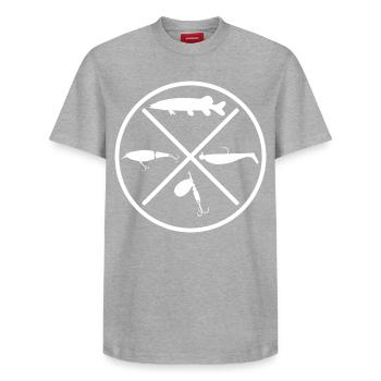 Brochet - T-shirt unisexe décontracté en coton Supima – de SPREAD - gris chiné - Devant - AI Model Female 172 dark (172cm) & AI Model Male 185 dark (185cm)