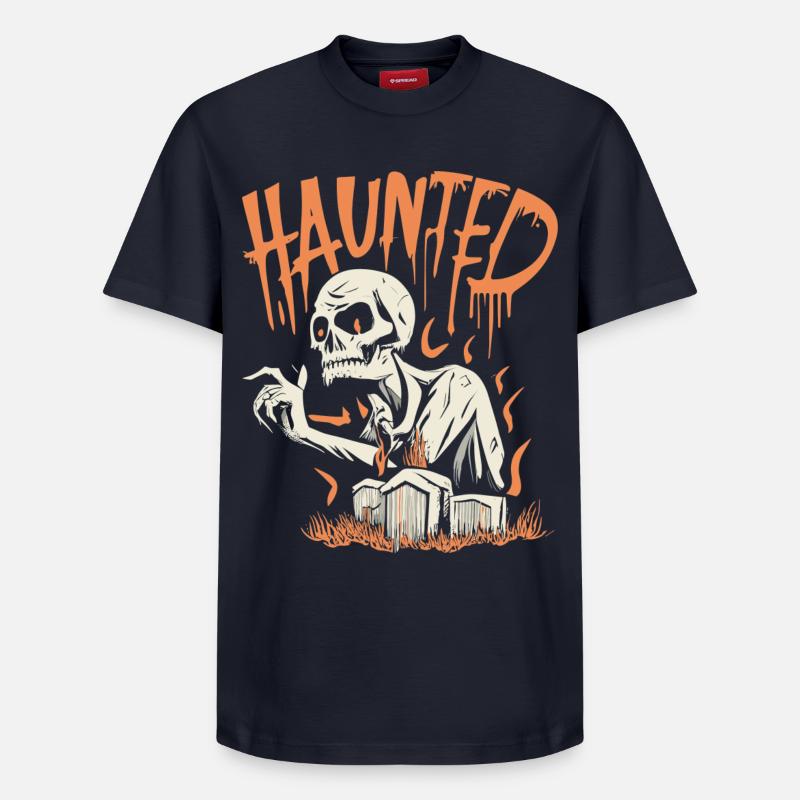Squelette hanté - T-shirt unisexe décontracté en coton Supima – de SPREAD - bleu marine