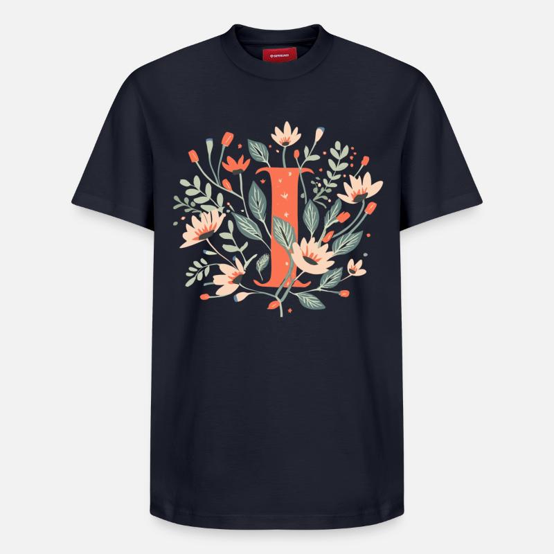 I typography floral - Relaxed Unisex Supima Cotton T-Shirt – von SPREAD - Navy