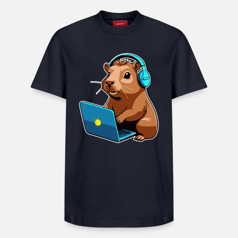 Capybara Programmierer Coder Computer - Relaxed Unisex Supima Cotton T-Shirt – von SPREAD - Navy