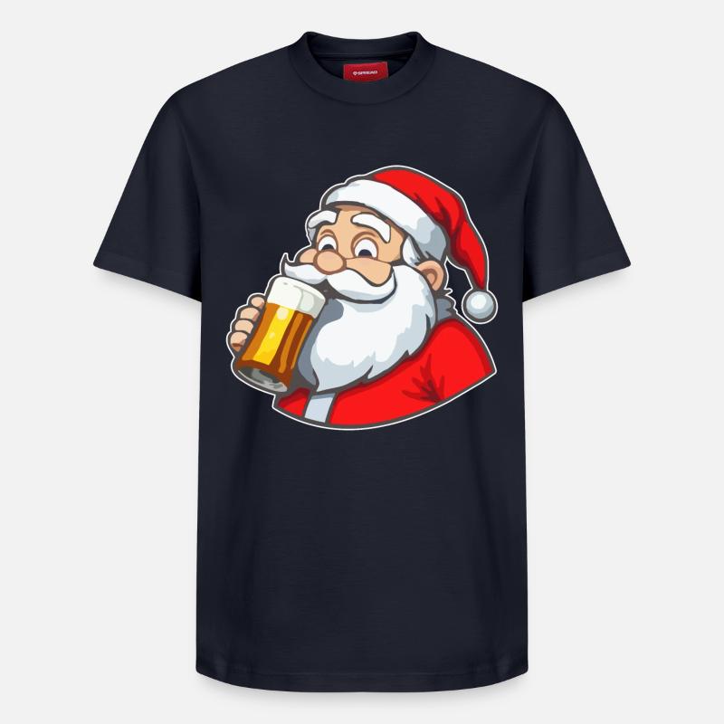 Weihnachtsmann mit Bier - Relaxed Unisex Supima Cotton T-Shirt – von SPREAD - Navy