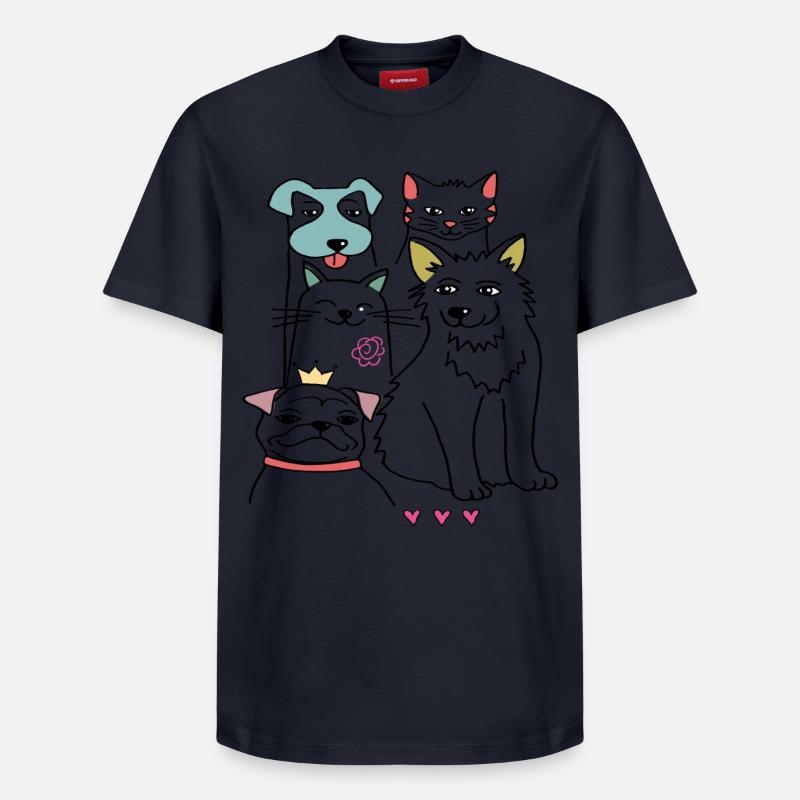 Bons amis, chien et chat - T-shirt unisexe décontracté en coton Supima – de SPREAD - bleu marine