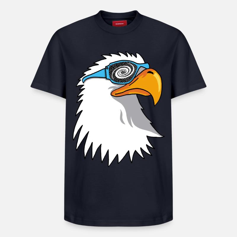 Aigle et lunettes galactiques - T-shirt unisexe décontracté en coton Supima – de SPREAD - bleu marine