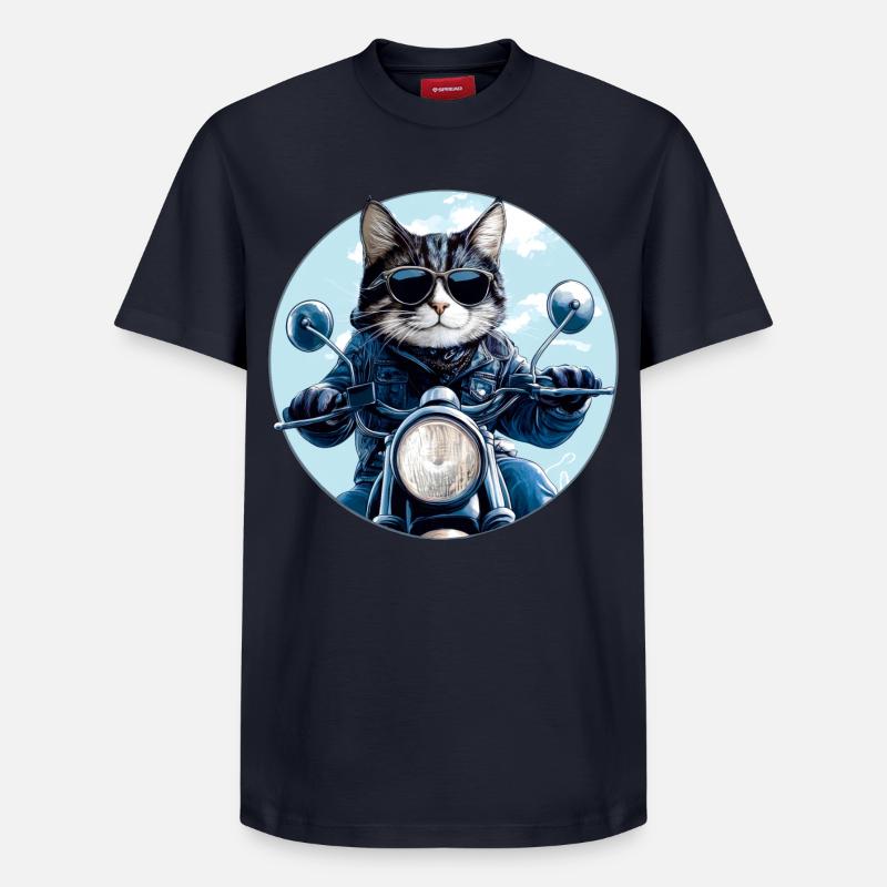 Motard Cat - T-shirt unisexe décontracté en coton Supima – de SPREAD - bleu marine