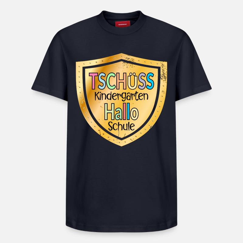TSCHÜSS KINDERGARTEN - HALLO SCHULE - Relaxed Unisex Supima Cotton T-Shirt – von SPREAD - Navy