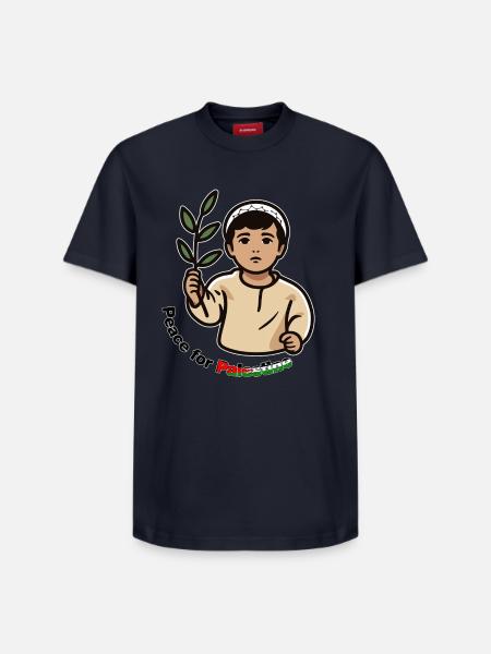Frit Palæstina - Fred for Palæstina - Unisex T-shirt i Supima-bomuld med afslappet pasform – fra SPREAD - navy