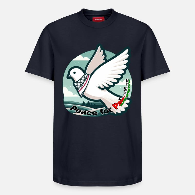 Paix pour la Palestine - T-shirt unisexe décontracté en coton Supima – de SPREAD - bleu marine
