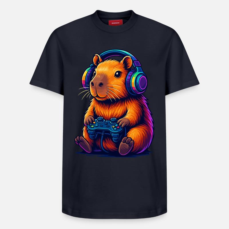 Gaming Capybara Vibes - Relaxed Unisex Supima Cotton T-Shirt – von SPREAD - Navy