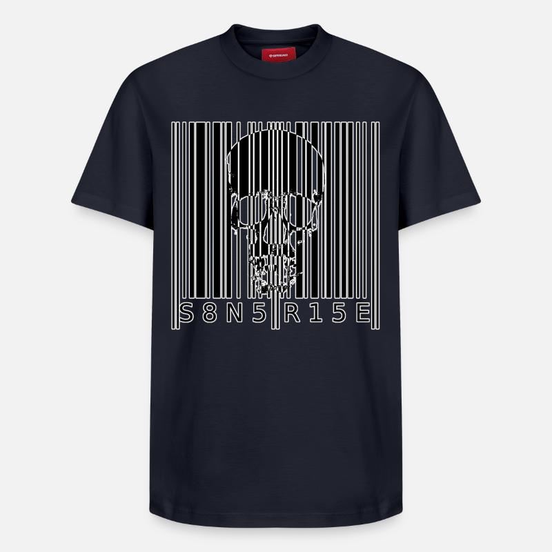 S8N5 R15E Dämonischer Barcode Streetstyle - Relaxed Unisex Supima Cotton T-Shirt – von SPREAD - Navy