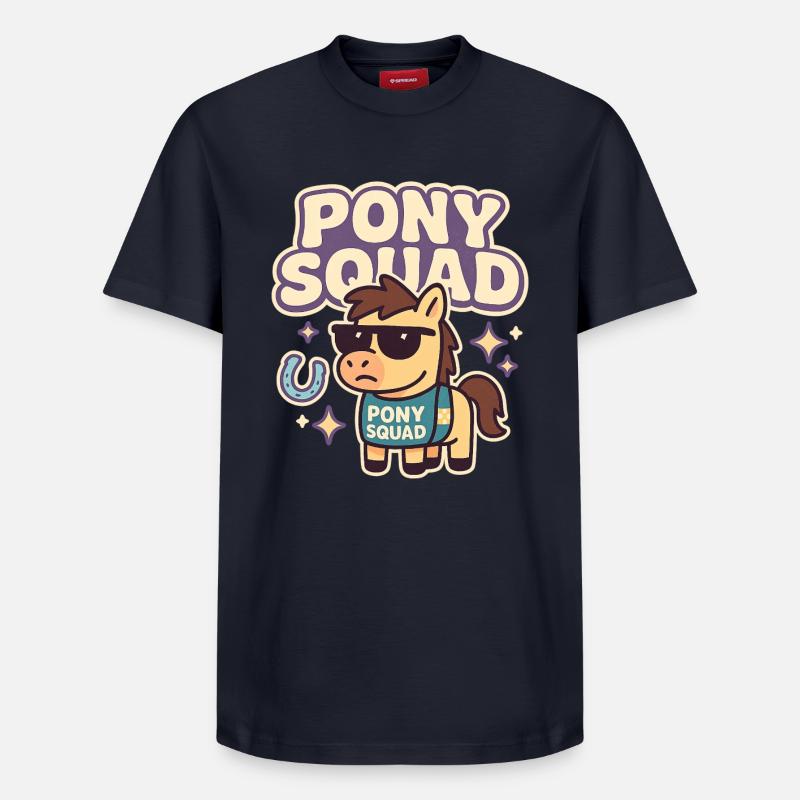 Pony Squad Cartoon Design - Relaxed Unisex Supima Cotton T-Shirt – von SPREAD - Navy
