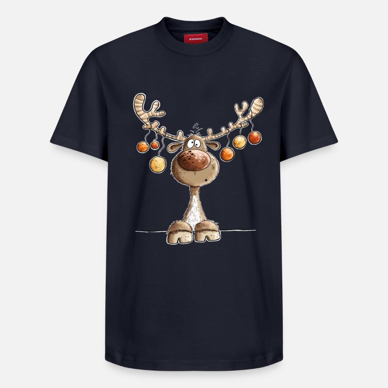 Niedliches Rentier mit Weihnachtskugeln - Relaxed Unisex Supima Cotton T-Shirt – von SPREAD - Navy