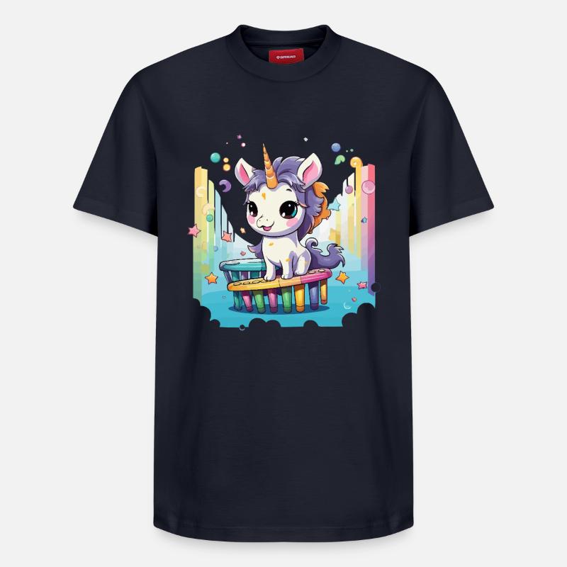 Pastel uni sur diapositive arc-en-ciel - T-shirt unisexe décontracté en coton Supima – de SPREAD - bleu marine