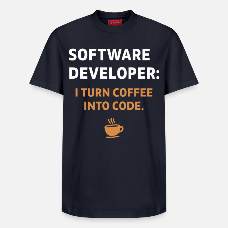 Software Developer - Coffee Edition - Relaxed Unisex Supima Cotton T-Shirt – von SPREAD - Navy