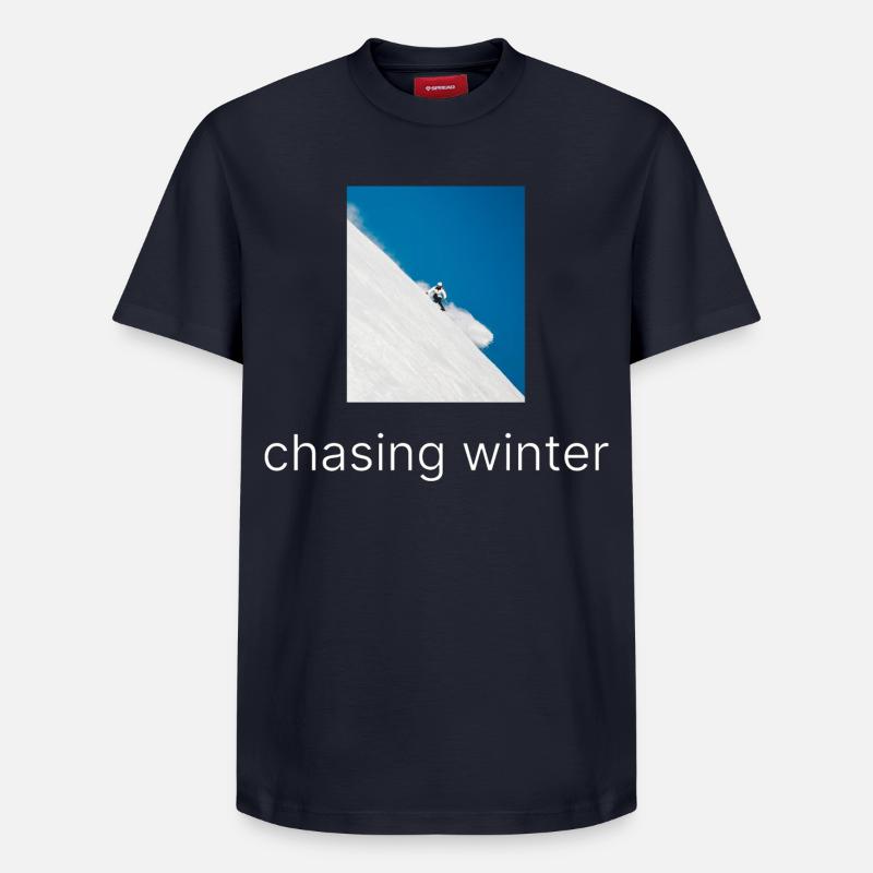 À la poursuite de l’hiver - T-shirt unisexe décontracté en coton Supima – de SPREAD - bleu marine