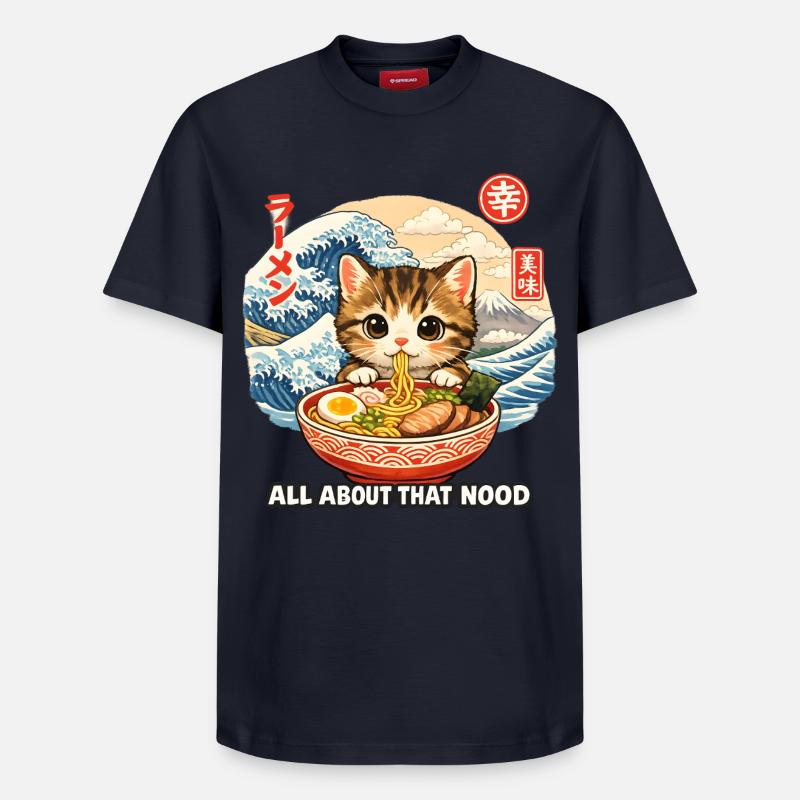 Chats ramen ukiyo-e - T-shirt unisexe décontracté en coton Supima – de SPREAD - bleu marine