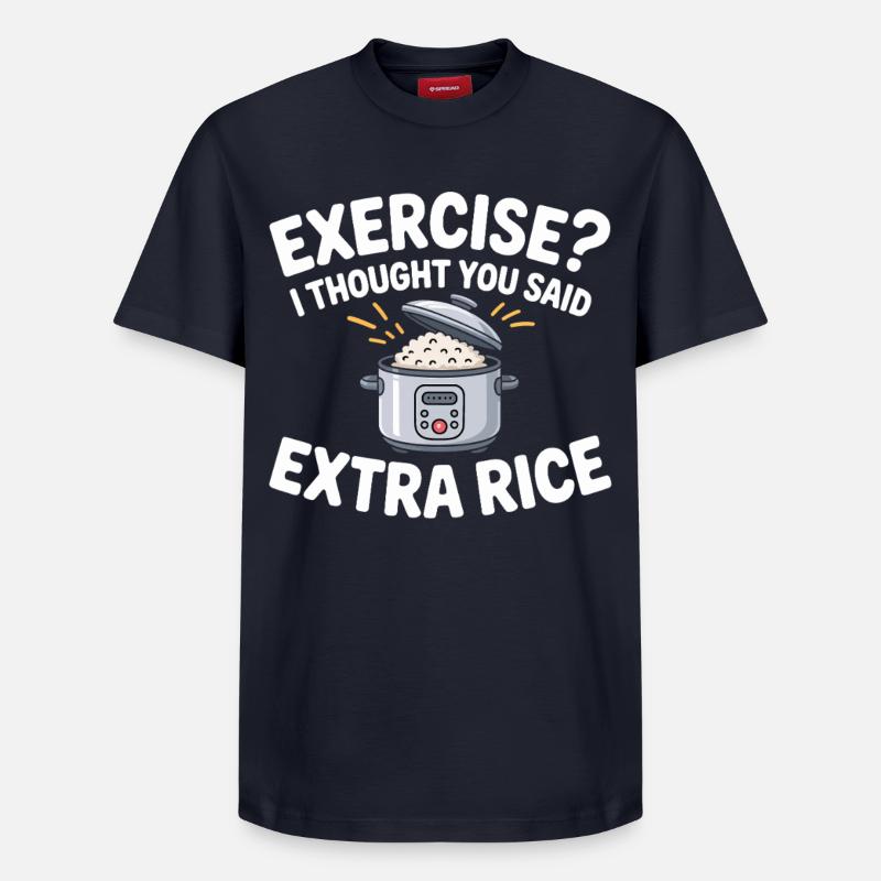 Reis-Witz: Extra Rice - Relaxed Unisex Supima Cotton T-Shirt – von SPREAD - Navy