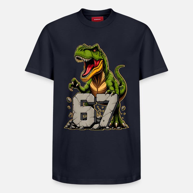 T-Rex Dinosaur Funny Six Seven Meme - Relaxed Unisex Supima Cotton T-Shirt – von SPREAD - Navy